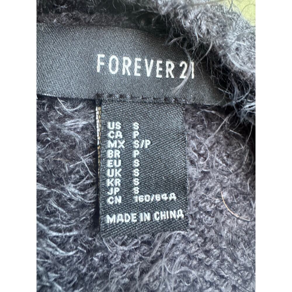 Fuzzy Eyelash Knit Open Front Cardigan Gray Long Small - Picture 4 of 9